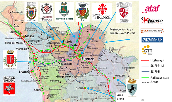 Aree di sperimentazione primaria del progetto Sii-Mobility